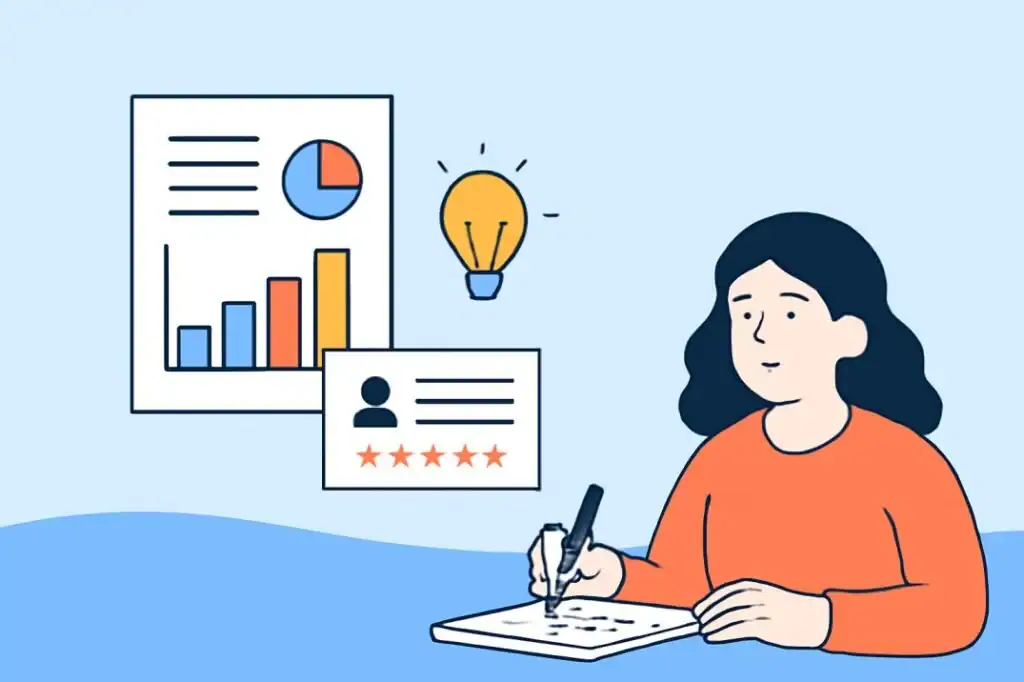 Person analyzing data and brainstorming ideas